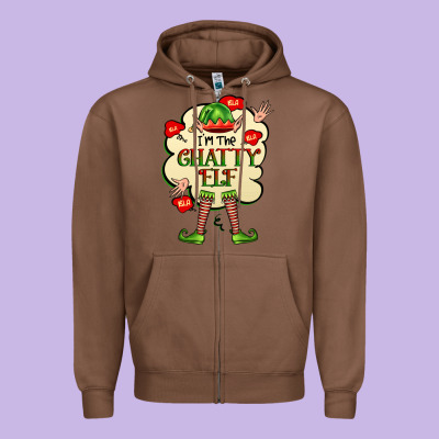 Im The Chatty Elf Zipper Hoodie Designed By Fadigitalartstudio