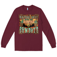 Burgundy Raising hell with the hippies and the cowboys Long Sleeve Tee - HowdyJamesFarm
