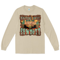 Mushroom Raising hell with the hippies and the cowboys Long Sleeve Tee - HowdyJamesFarm