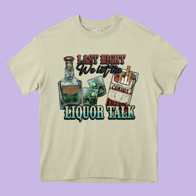 Last Night We Let The Liquor Talk Cowboy Western C Heavy Core Tee Designed By Nancycooperartshop