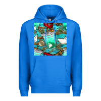 True Royal fish coffee cups and reeds with paper boat and leopard lake seamless p Premium Hoodie - BundleAndBundleShop