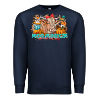 Navy Moo Pumpkin Get Out The Way Premium Sweatshirt - CowhideDigitalArt