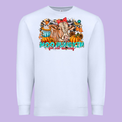 Moo Pumpkin Get Out The Way Premium Sweatshirt Designed By Cowhidedigitalart