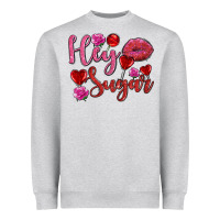 Heather Grey hey sugar with lips and candies olivia Heavyweight Sweatshirt - OliviaCreatesArt