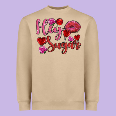 Hey Sugar With Lips And Candies Olivia Heavyweight Sweatshirt Designed By Oliviacreatesart