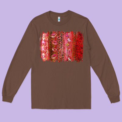 Valentine's Day Brushstrokes Long Sleeve Tee Designed By Ranaportraitstore