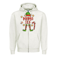 Oatmeal Heather mama elf Zipper Hoodie - FaDigitalArtStudio