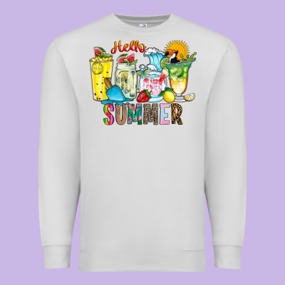 Hello Summer Drink Premium Sweatshirt Designed By Cowhidedigitalart