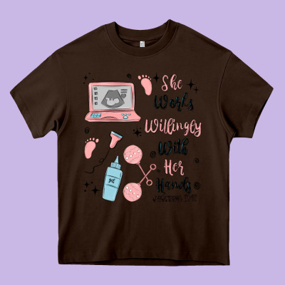 She Works Willingly With Her Hands Heavy Core Tee Designed By Maliassmallbusiness