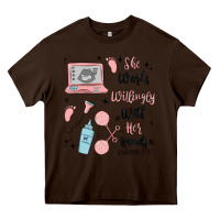 Chocolate Brown she works willingly with her hands Heavy Core Tee - MaliasSmallBusiness