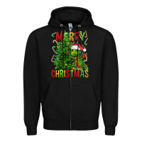 Black merry christmas dragon Zipper Hoodie - FaDigitalArtStudio