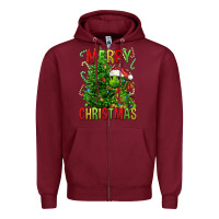 Burgundy merry christmas dragon Zipper Hoodie - FaDigitalArtStudio