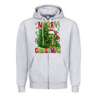 Heather Grey merry christmas dragon Zipper Hoodie - FaDigitalArtStudio