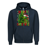 Navy merry christmas dragon Zipper Hoodie - FaDigitalArtStudio
