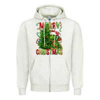 Oatmeal Heather merry christmas dragon Zipper Hoodie - FaDigitalArtStudio