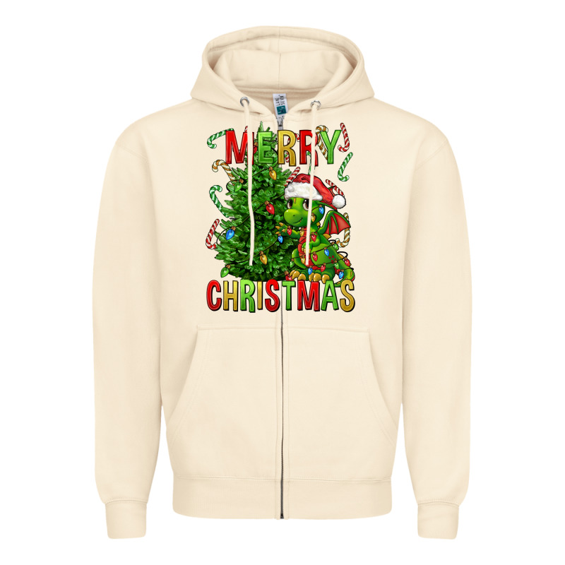 Merry Christmas Dragon Zipper Hoodie by FaDigitalArtStudio | Teevron