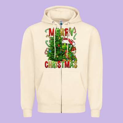Merry Christmas Dragon Zipper Hoodie Designed By Fadigitalartstudio