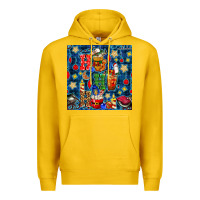 Lemon christmas ho ho ho with coffee cups and ornaments with plaid seamless  Premium Hoodie - BundleAndBundleShop