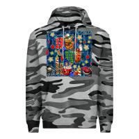 Slate Camo christmas ho ho ho with coffee cups and ornaments with plaid seamless  Premium Hoodie - BundleAndBundleShop