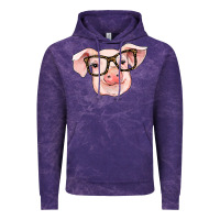 Cloud Purple pig with glasses Vintage Hoodie - RanaPortraitStore