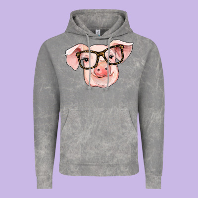 Pig With Glasses Vintage Hoodie Designed By Ranaportraitstore