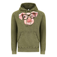 Vintage Olive pig with glasses Vintage Hoodie - RanaPortraitStore