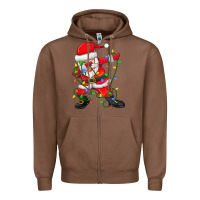 Chestnut Dabbing Santa Christmas Tree Lights Zipper Hoodie - tuanDangUi