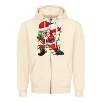 Sandshell Dabbing Santa Christmas Tree Lights Zipper Hoodie - tuanDangUi