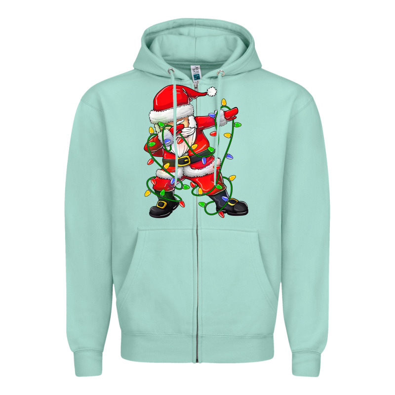 Dabbing Santa Christmas Tree Lights Zipper Hoodie by tuanDangUi | Teevron