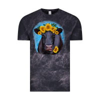Cloud Black black angus with sunflower Vintage Tee - RanaPortraitStore