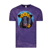 Cloud Purple black angus with sunflower Vintage Tee - RanaPortraitStore