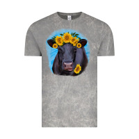 Cloud Rock black angus with sunflower Vintage Tee - RanaPortraitStore