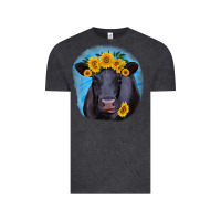 Vintage Black black angus with sunflower Vintage Tee - RanaPortraitStore