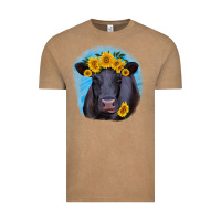 Vintage Coffee black angus with sunflower Vintage Tee - RanaPortraitStore