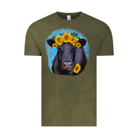 Vintage Olive black angus with sunflower Vintage Tee - RanaPortraitStore