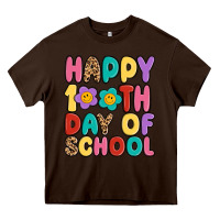 Chocolate Brown happy 100 th day of school Heavy Core Tee - MaliasSmallBusiness
