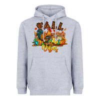 Heather Grey Fall Vibes Heavyweight Hoodie - CowhideDigitalArt