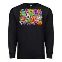 Black Spooky Vibes Ghost Premium Sweatshirt - CowhideDigitalArt