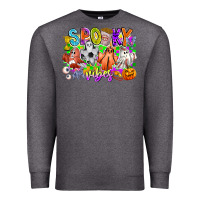 Charcoal Heather Spooky Vibes Ghost Premium Sweatshirt - CowhideDigitalArt