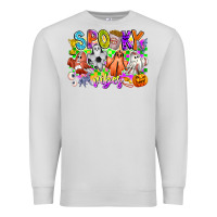 Dove Grey Spooky Vibes Ghost Premium Sweatshirt - CowhideDigitalArt