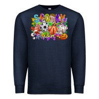 Navy Spooky Vibes Ghost Premium Sweatshirt - CowhideDigitalArt
