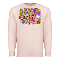 Pale Pink Spooky Vibes Ghost Premium Sweatshirt - CowhideDigitalArt