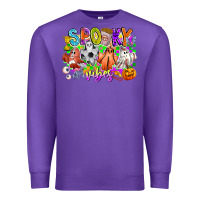 Purple Spooky Vibes Ghost Premium Sweatshirt - CowhideDigitalArt