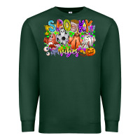 Sports Green Spooky Vibes Ghost Premium Sweatshirt - CowhideDigitalArt