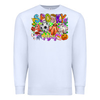 White Spooky Vibes Ghost Premium Sweatshirt - CowhideDigitalArt