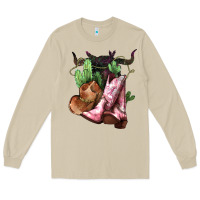 Mushroom Cowgirl boots hat horns cactus Long Sleeve Tee - HowdyJamesFarm