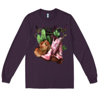Plum Cowgirl boots hat horns cactus Long Sleeve Tee - HowdyJamesFarm