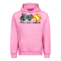 Fuchsia Pink peace love softball Urban Hoodie - Artiststas