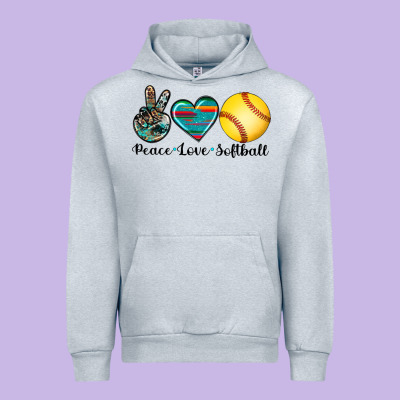 Peace Love Softball Urban Hoodie Designed By Artiststas