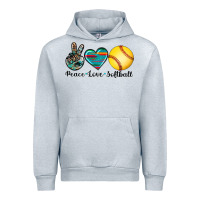 Heather Grey peace love softball Urban Hoodie - Artiststas